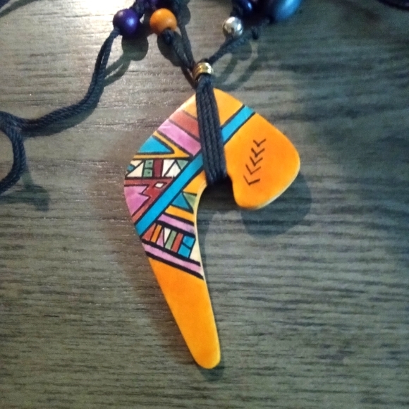 Vintage Symbol (Fish Hook?) W/Beads Handmade - Picture 1 of 5